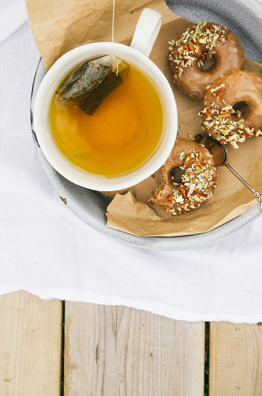 vegan + GF maple doughnuts w/ salted almond butter glaze // the first mess
