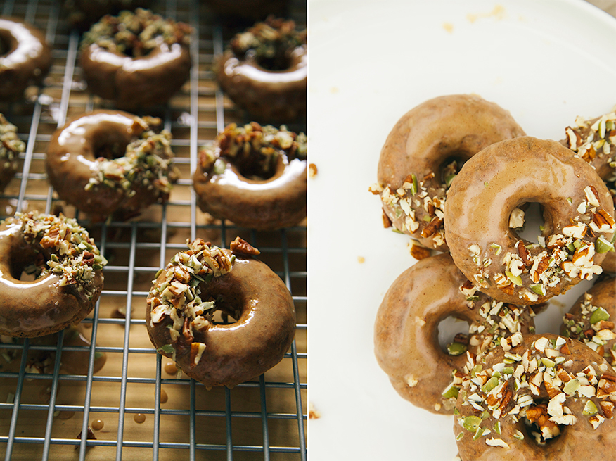 vegan + GF maple doughnuts w/ salted almond butter glaze // the first mess